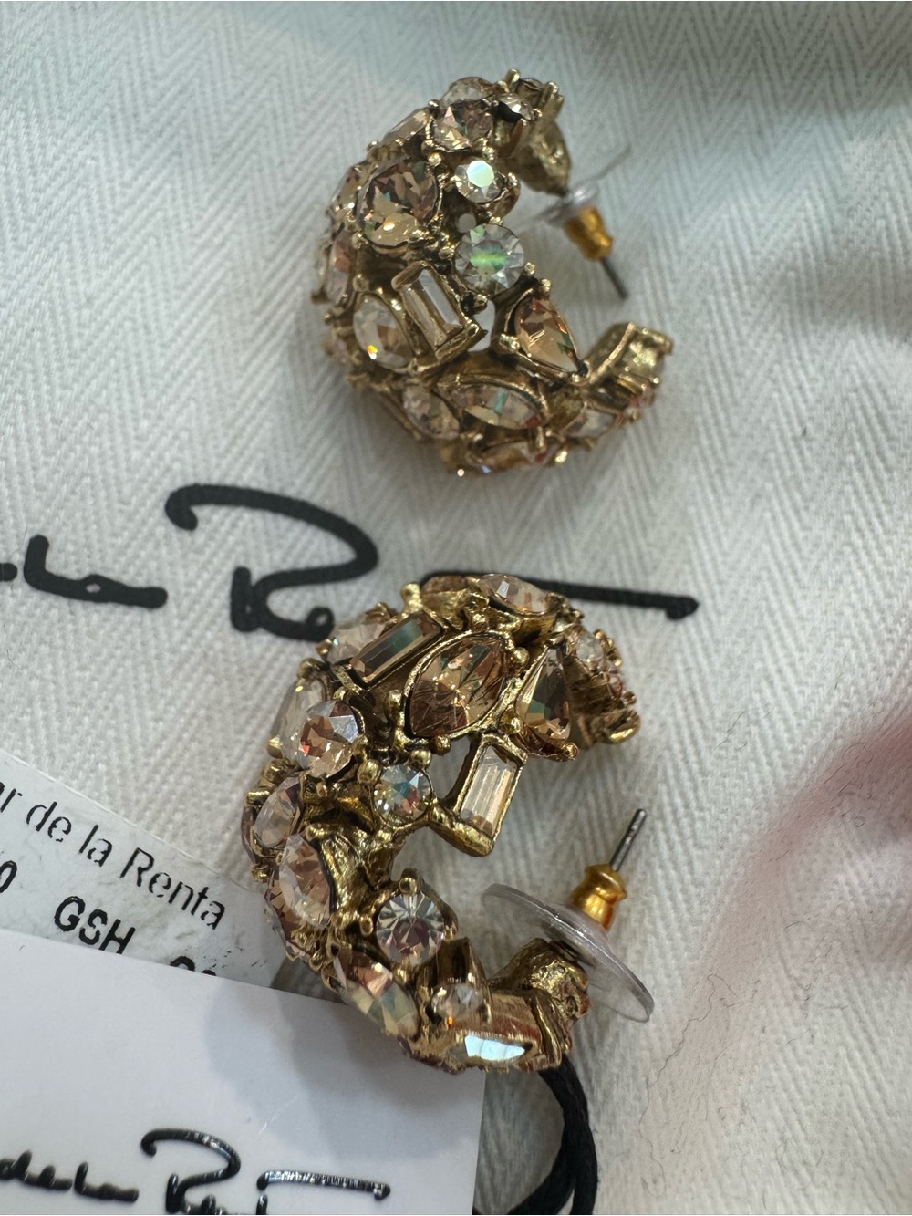 Oscar De La Renta Crystal Domed Earrings - Picture 6 of 10